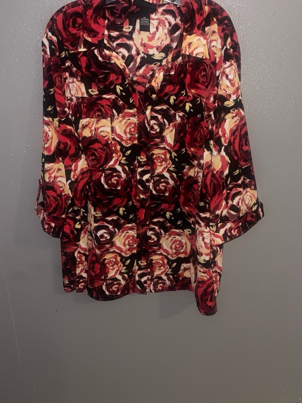 Maggie Barnes Burgundy and Cream Rose-Print Tunic
